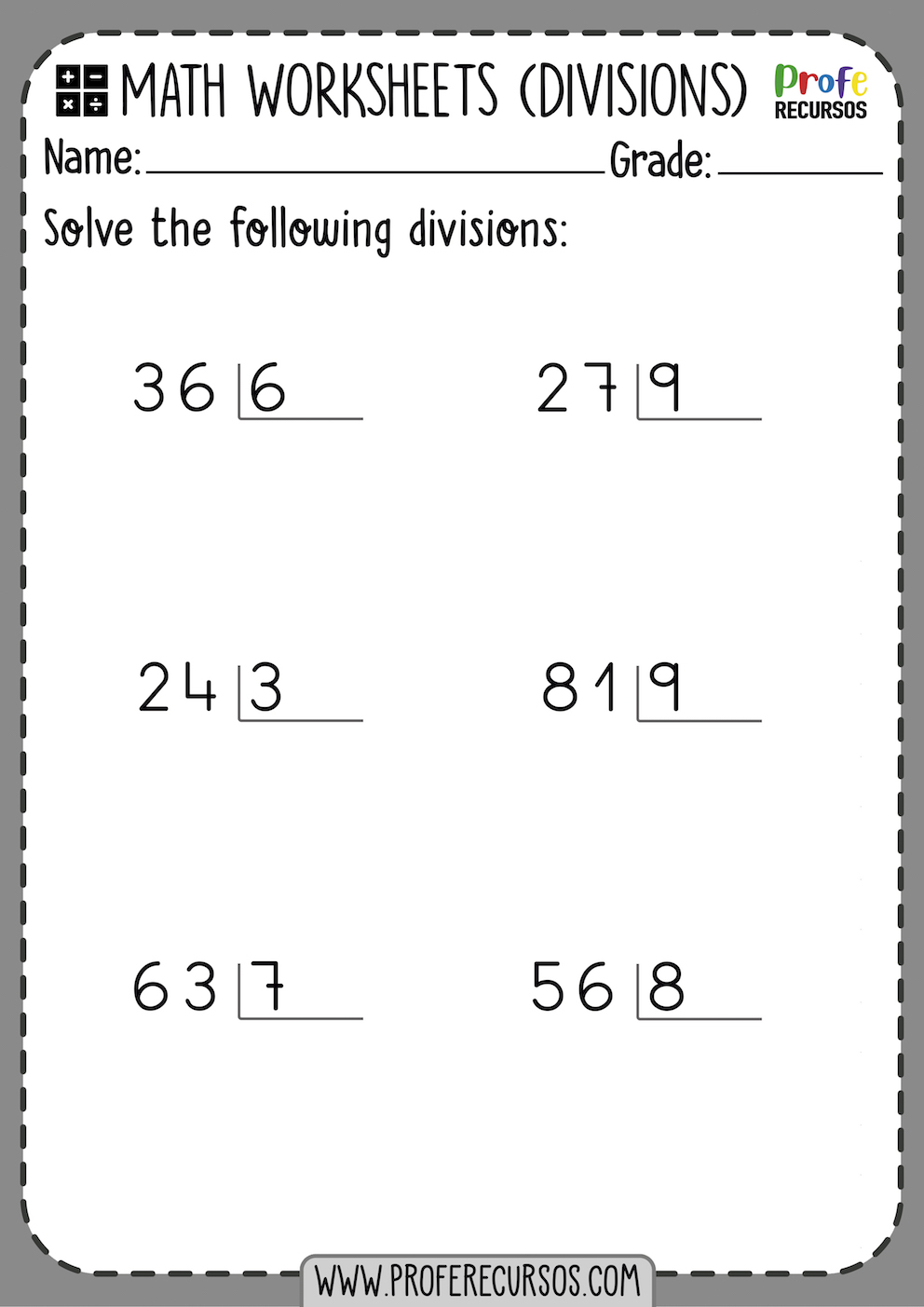 Division Worksheets For Grade 2 No Remainders Profe Recursos 5th Grade Math Word Problems