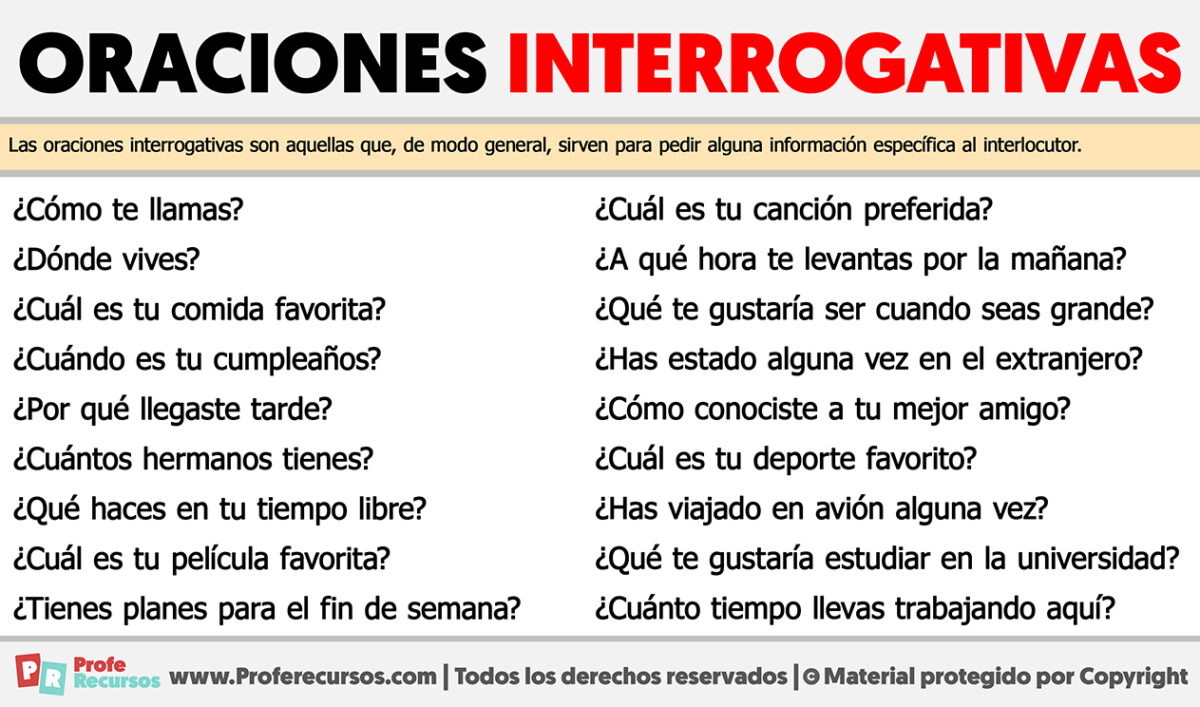 Ejemplos De Oraciones Interrogativas