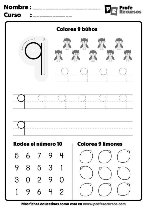 Fichas de Grafomotricidad de los Números Del 1 al 10