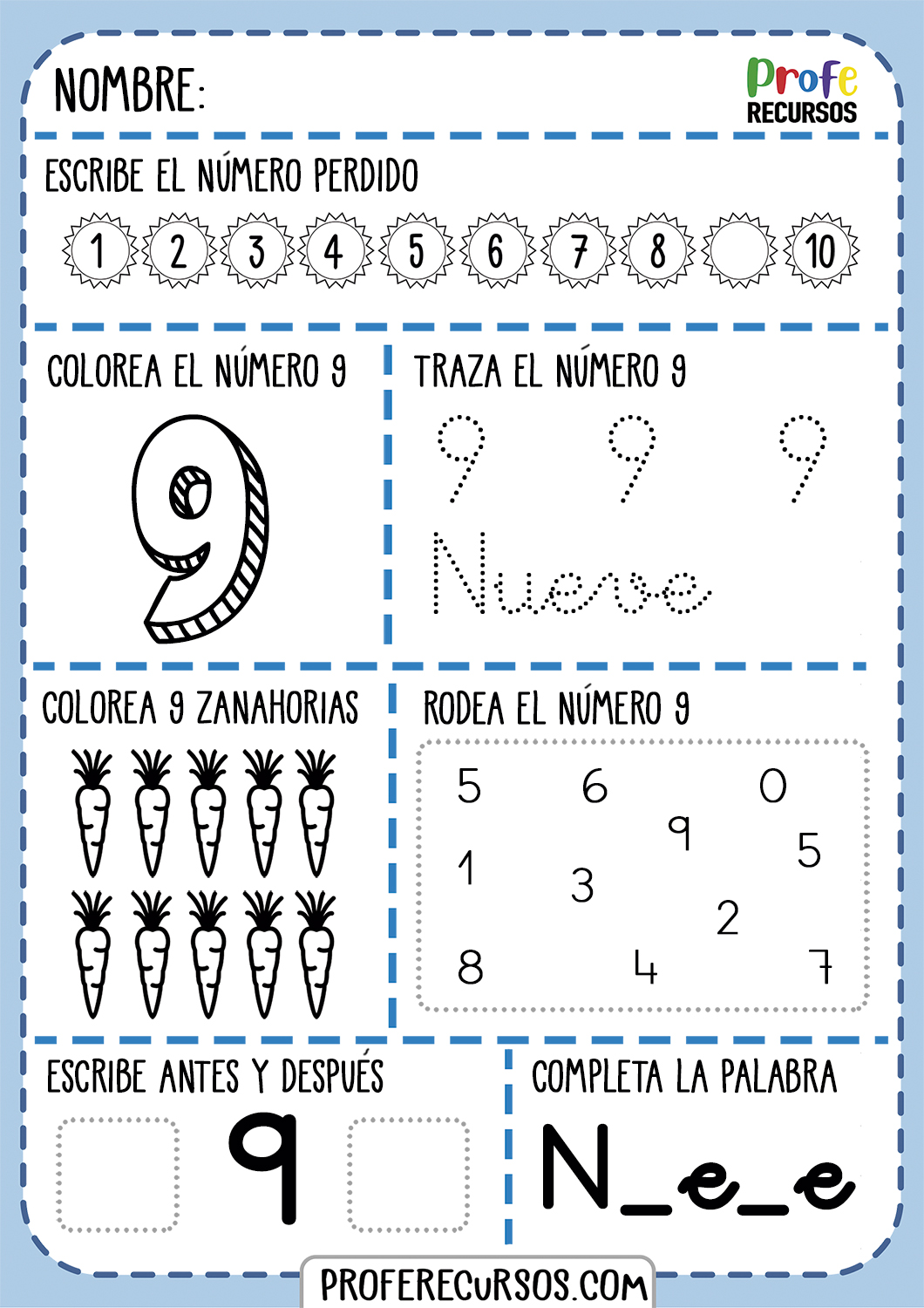Fichas Para Aprender Los Numeros Del 1 Al 10 Español E Inglés