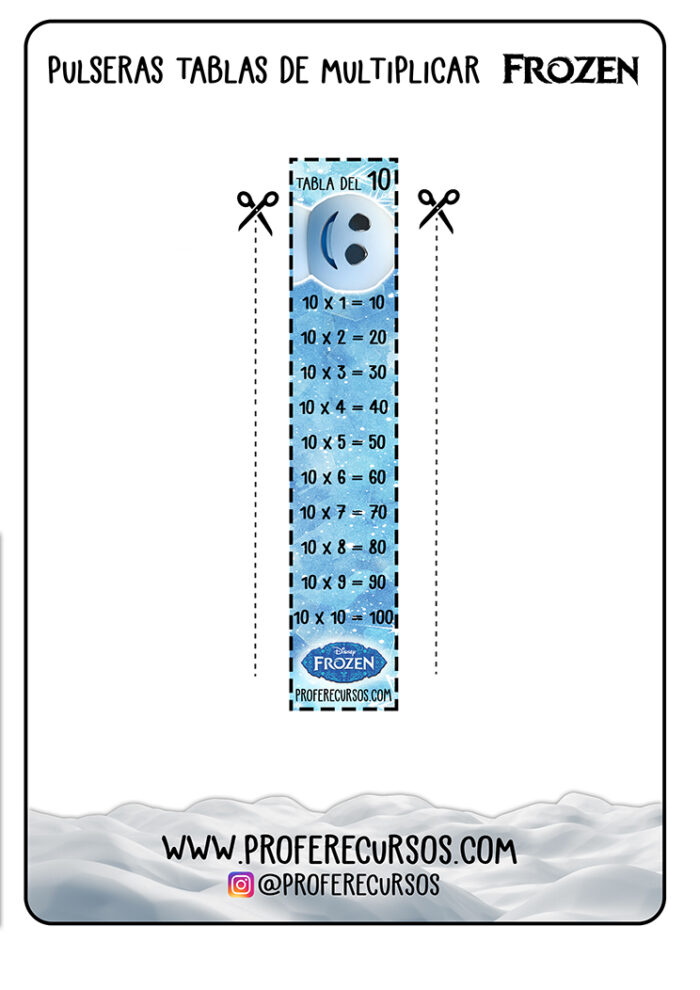 Pulseras TABLAS DE MULTIPLICAR De FROZEN