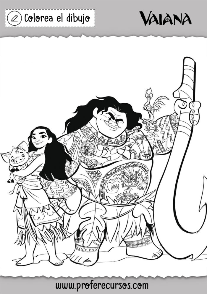 Maui Y Vaiana Para Colorear