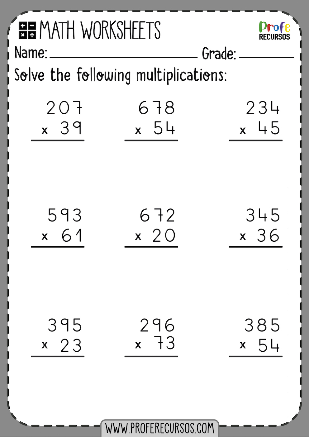 Multiplication Worksheets Grade 5 Free Printable