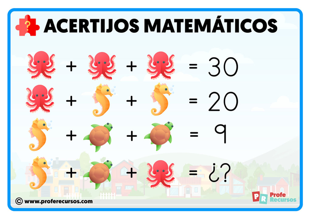 acertijos matemáticos para niños fáciles pack descargable