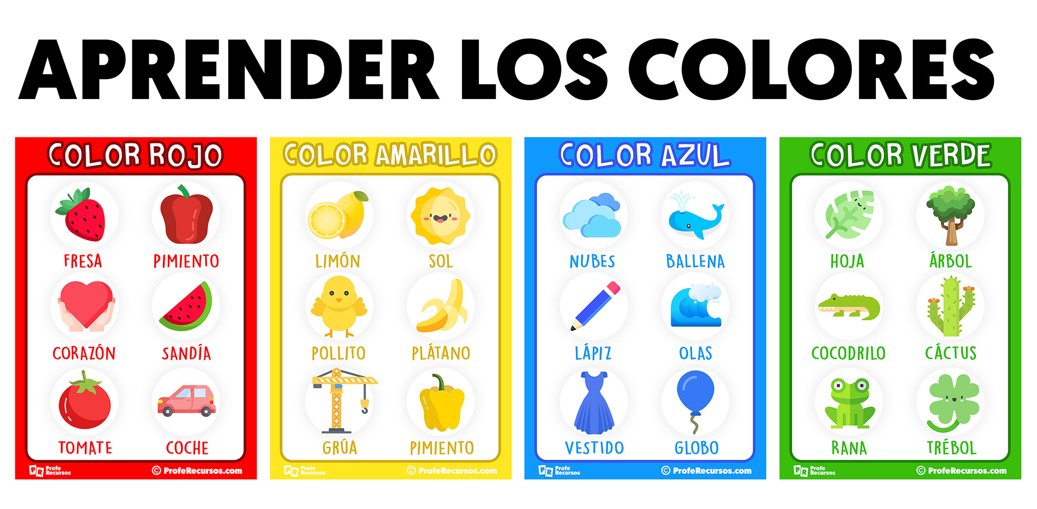 Tarjetas Aprendizaje Para Niños Puedes Aprender Colores Tipos
