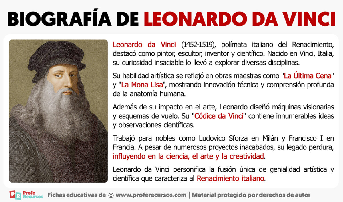 Biografia Corta De Leonardo Da Vinci Para Niños