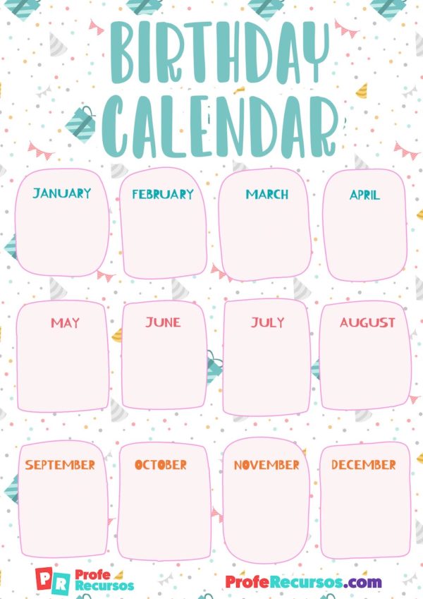 Birthday Calendar for the Class Classroom Decoration