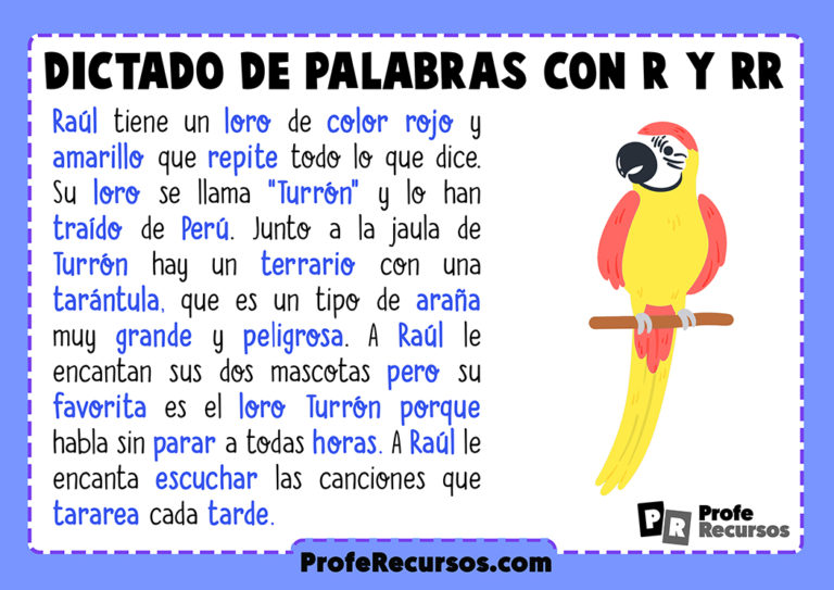 Dictados Cortos Con R Y Rr Para Niños De Primaria