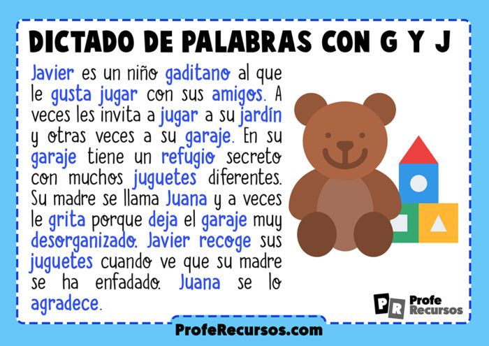 Dictados Cortos Con G Y Con J Para Niños De Primaria