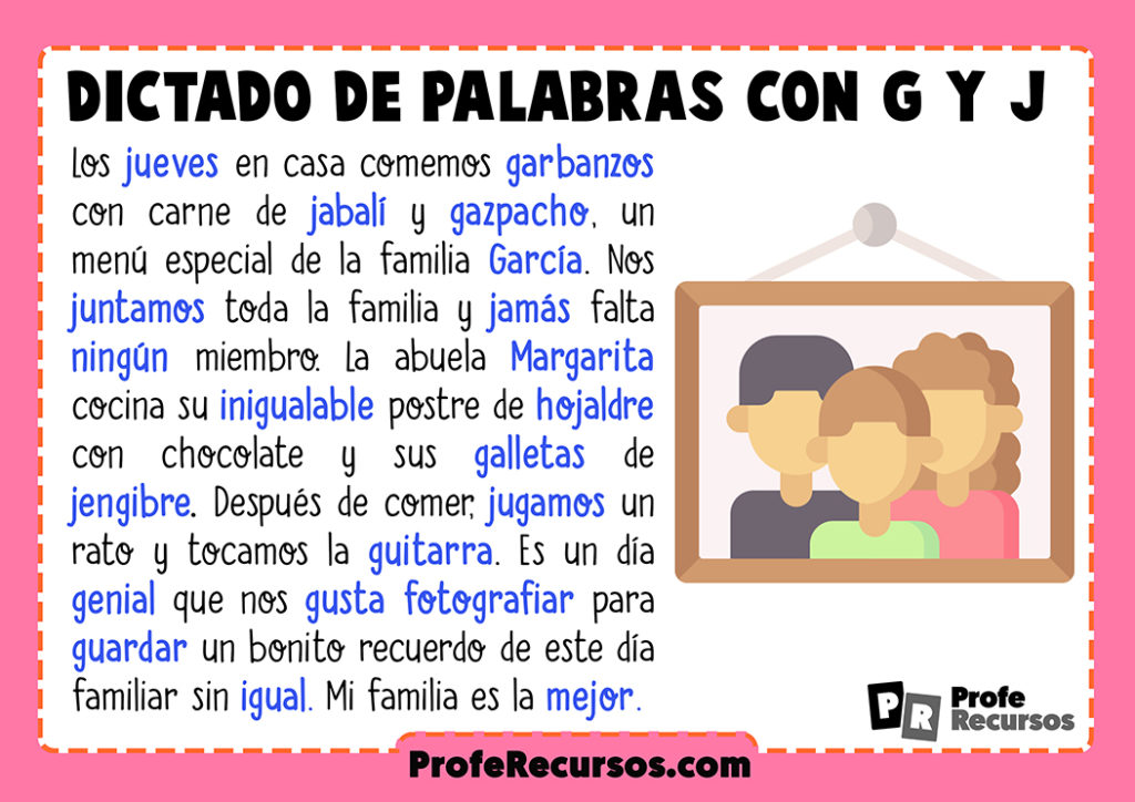 Dictados Cortos Con G Y Con J Para Niños De Primaria