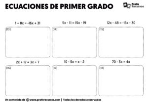 Ecuaciones De Primer Grado Con Soluciones