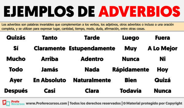 Ejemplos De Adverbios