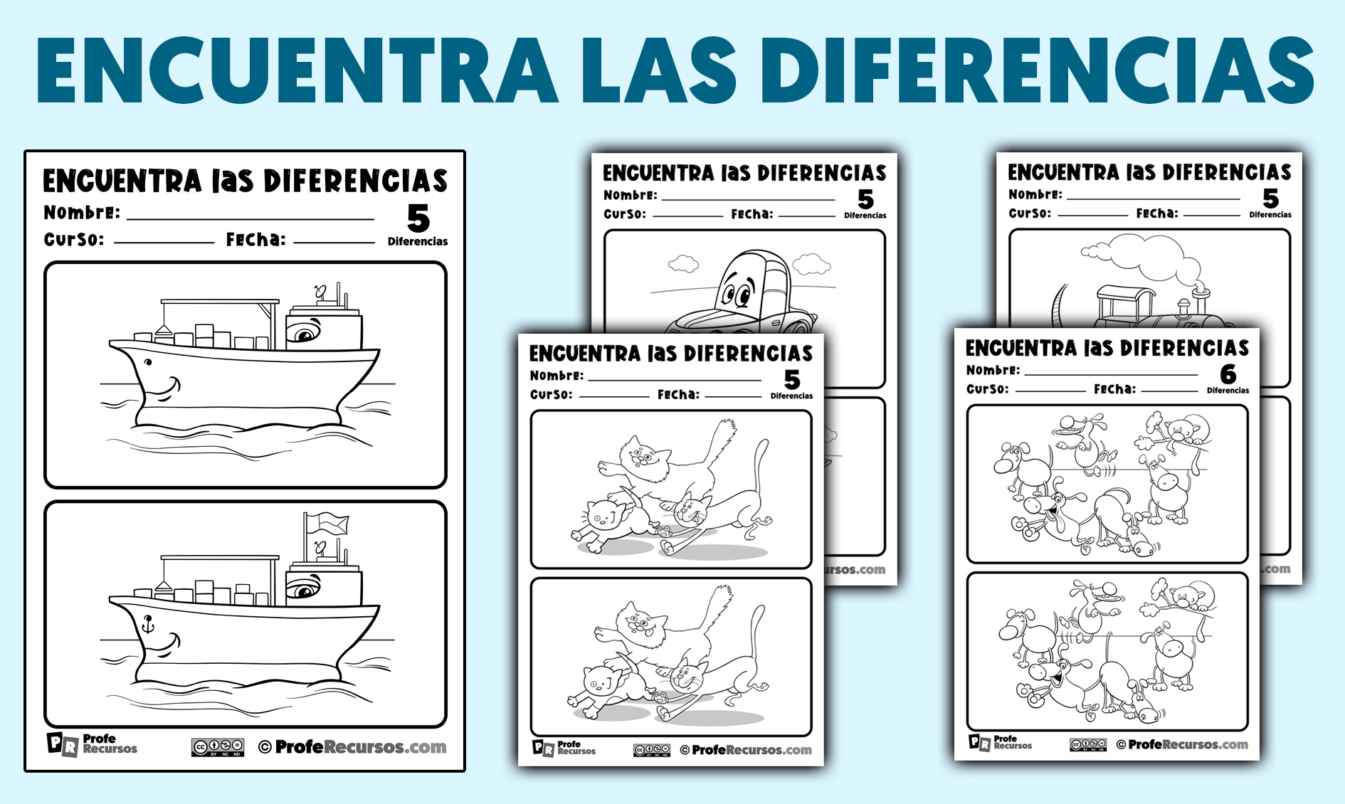 Encuentra Las Diferencias Para Niños: Juegos de aprendizaje temprano para  mejorar la concentración, Libro de juegos educativos para niños de 6 años