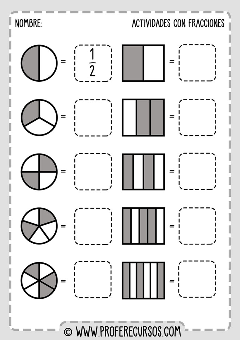 Actividades Con Fracciones Para Niños (Para Primaria)