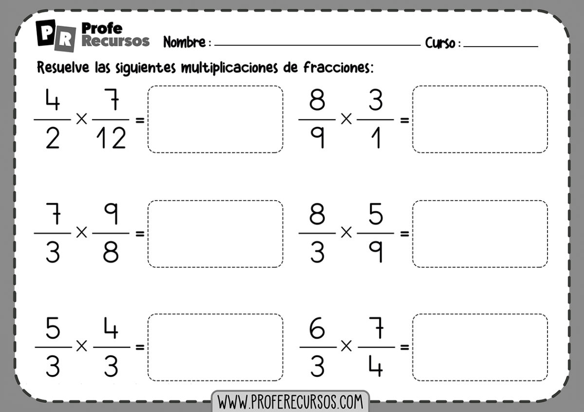 Ejercicios De Multiplicaciones De Fracciones Para Imprimir 4961