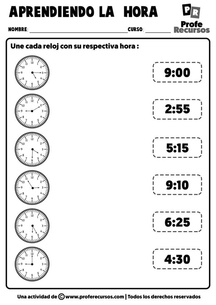 Fichas De Relojes Para Aprender La Hora 0506