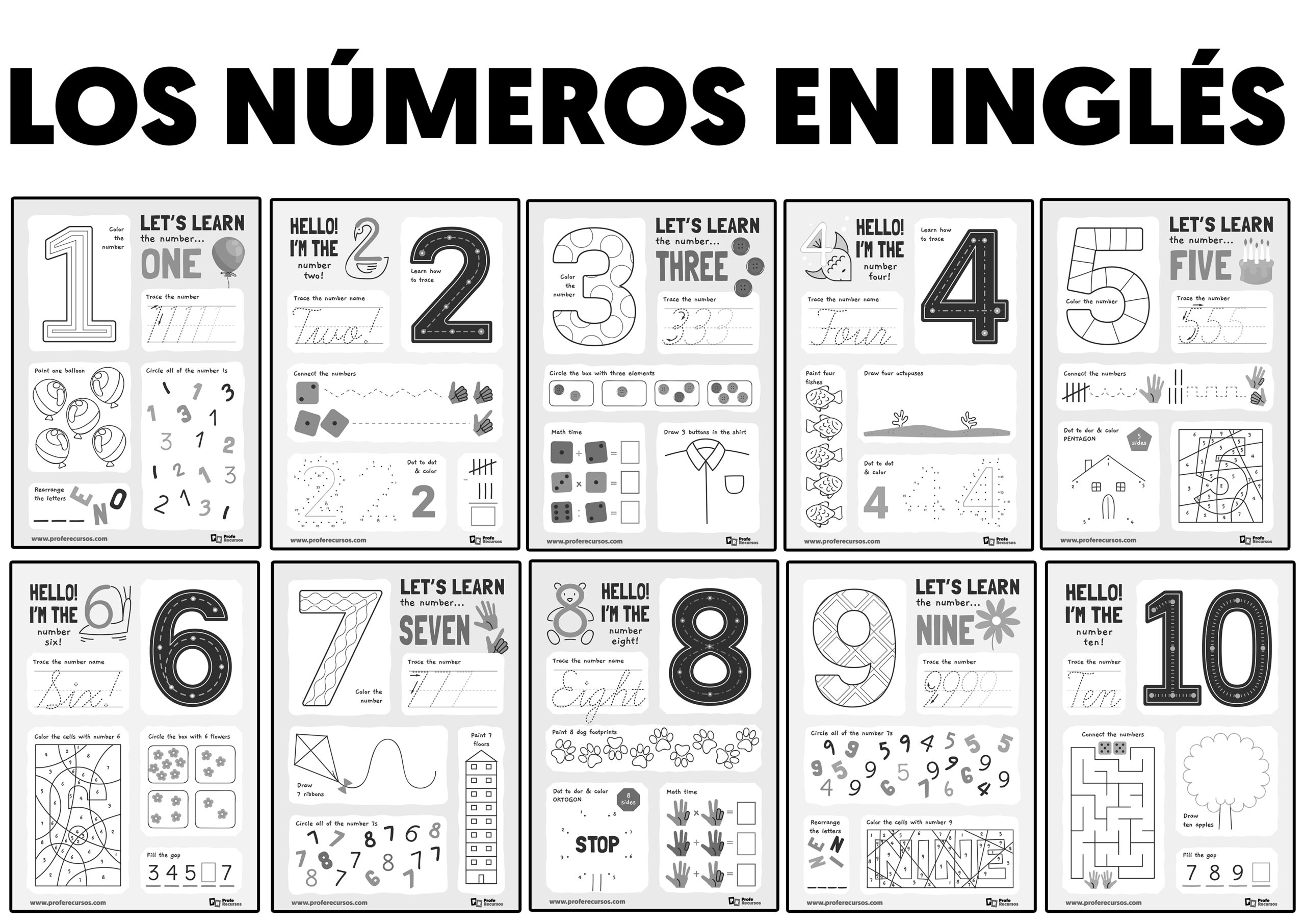 Fichas De Los Numeros En Ingles