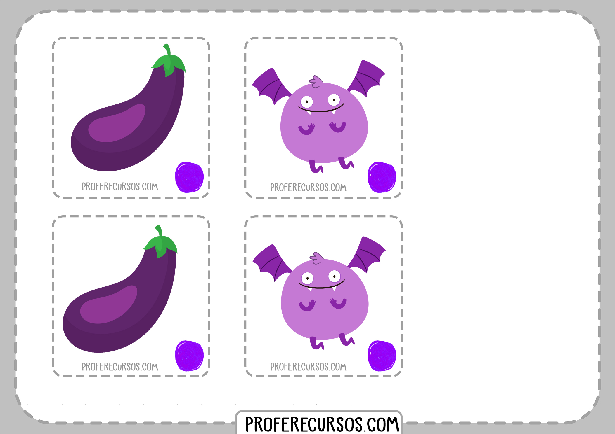 Learning Colors Memory Game Purple