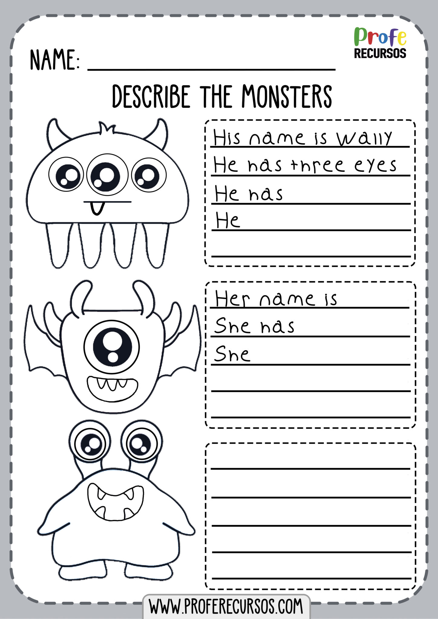 Monster Math Worksheet