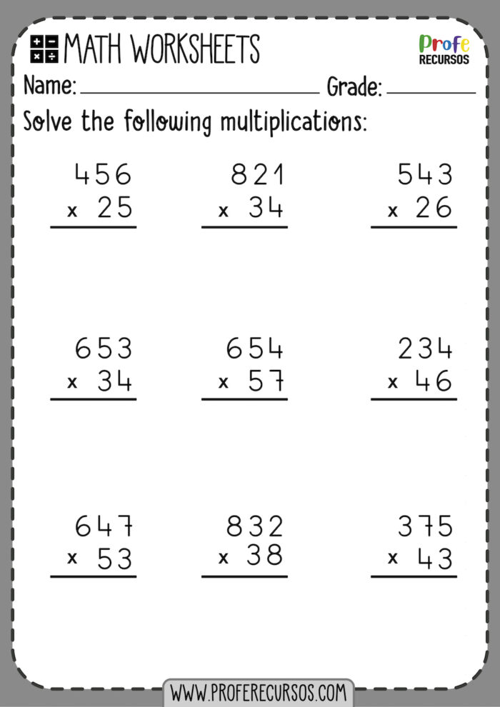 Multiplication Worksheets for children