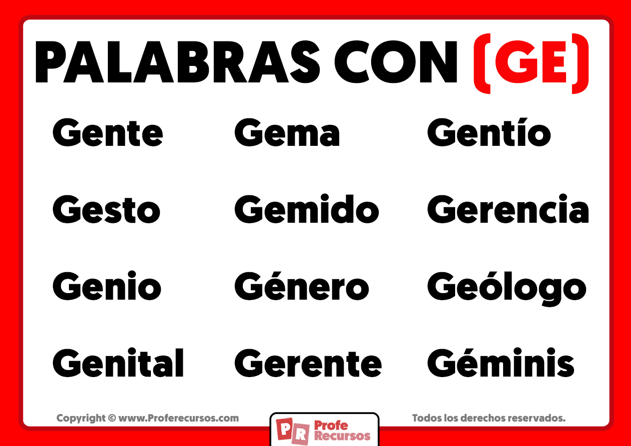 Palabras Con Ge Ejemplos Palabras Con Ge