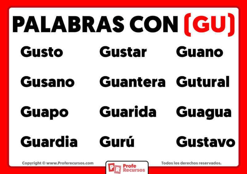 Palabras con Gu | Ejemplos Palabras con Gu