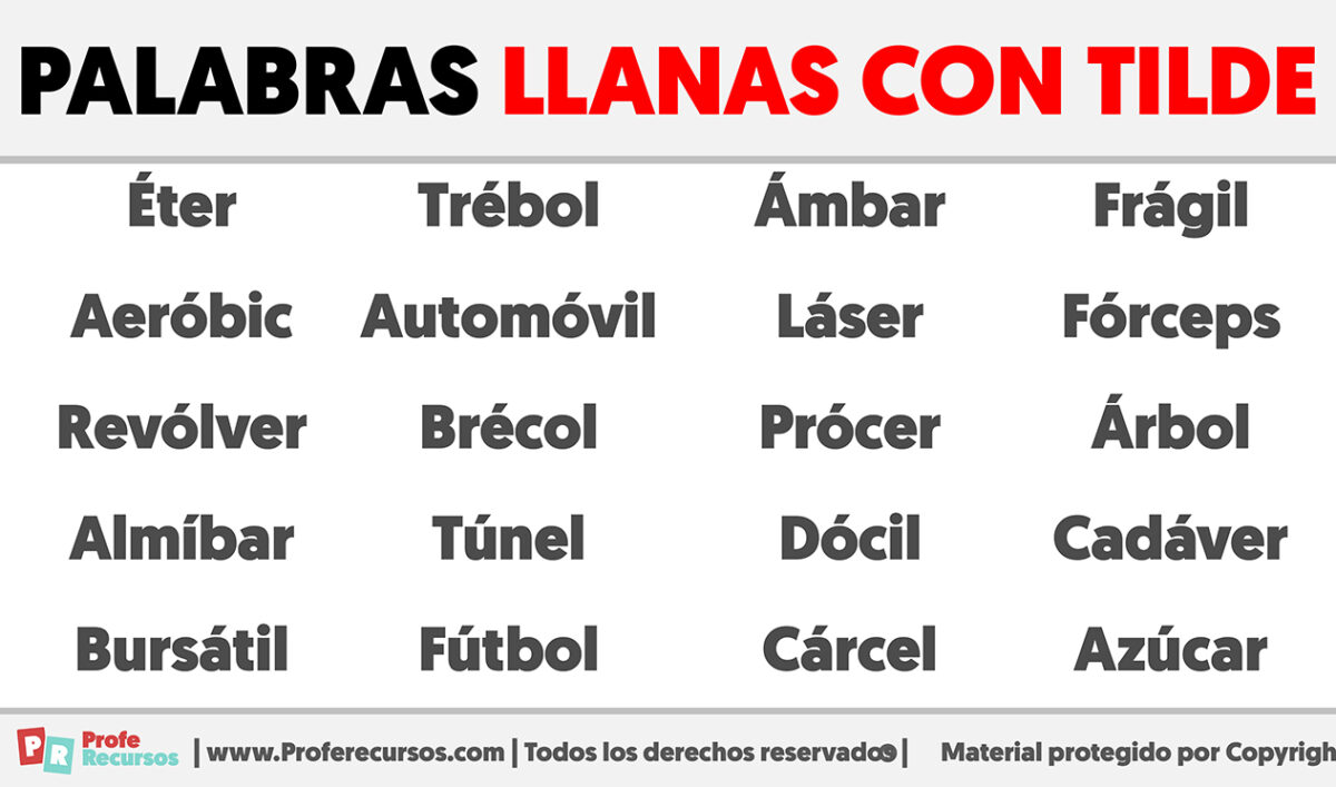 Palabras Llanas Con Tilde