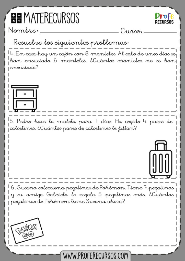 PROBLEMAS De MATEMÁTICAS Para 1º De Primaria