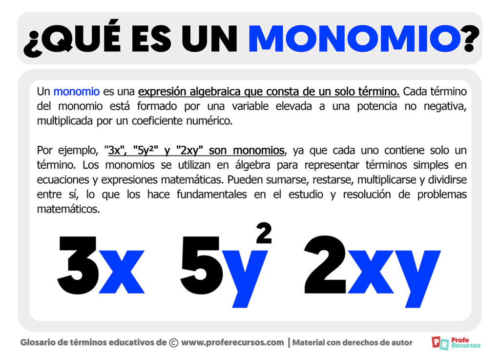 Qué Es Un Monomio Definición De Monomio 