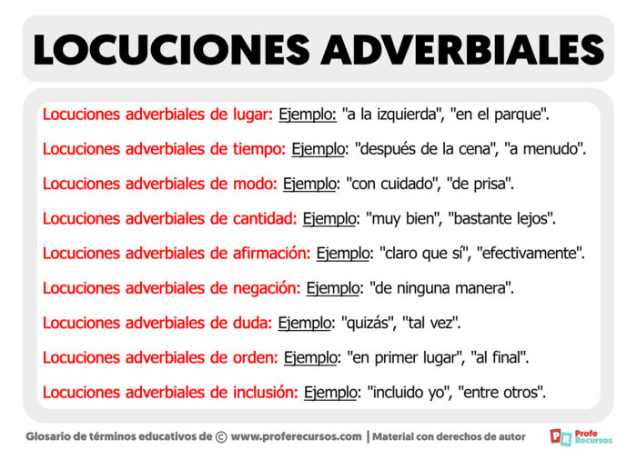 Tipos De Locuciones Adverbiales